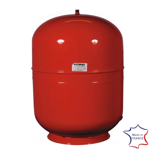 Vase d'expansion Gitral Vase d'expansion Gitral rouge sur socle, pour circuit de chauffage, fabriqué en France