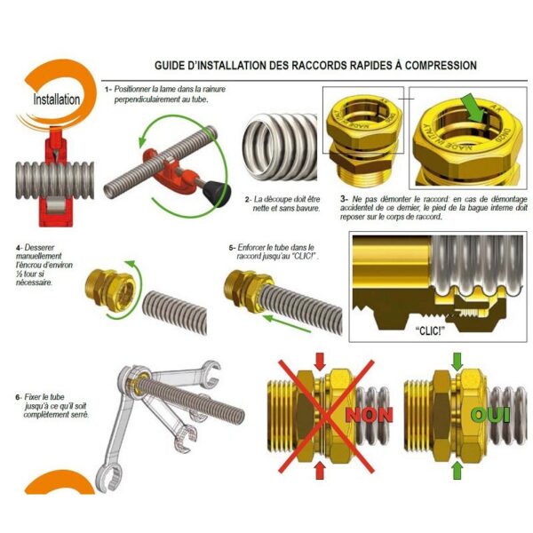 Notice de montage des raccords rapides Guide d'installation illustré des raccords rapides à compression pour tube annelé