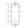 Schema cote de la bouteille de decouplage 80 litres BTVEPAC80 : raccordements L1 a L8, aeration et drainage