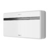 Climatiseur monobloc Unico EVO-F 16 HP vu de trois quarts, montrant la faible epaisseur de l'appareil fixe au mur