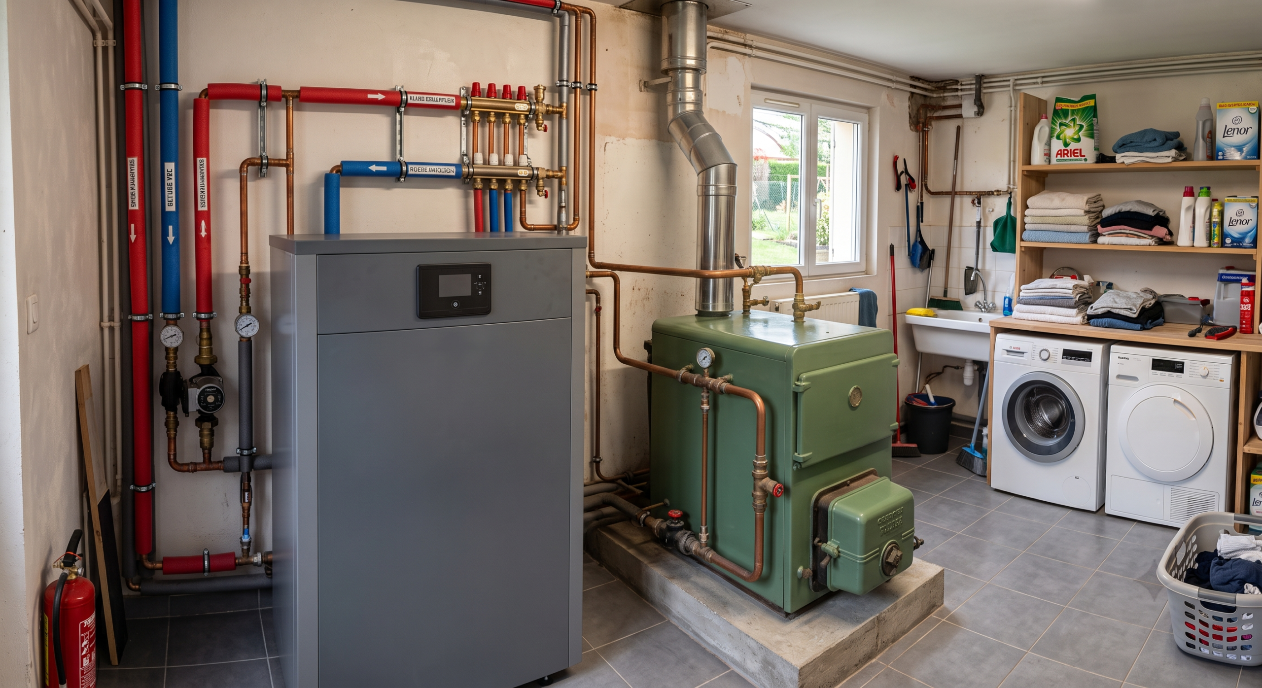 Pompe à chaleur air-eau installée en économiseur d'une chaudière fioul