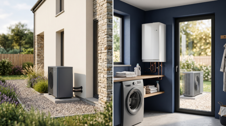 Comparaison d'une pompe à chaleur air-eau monobloc et d'un modèle split avec module intérieur