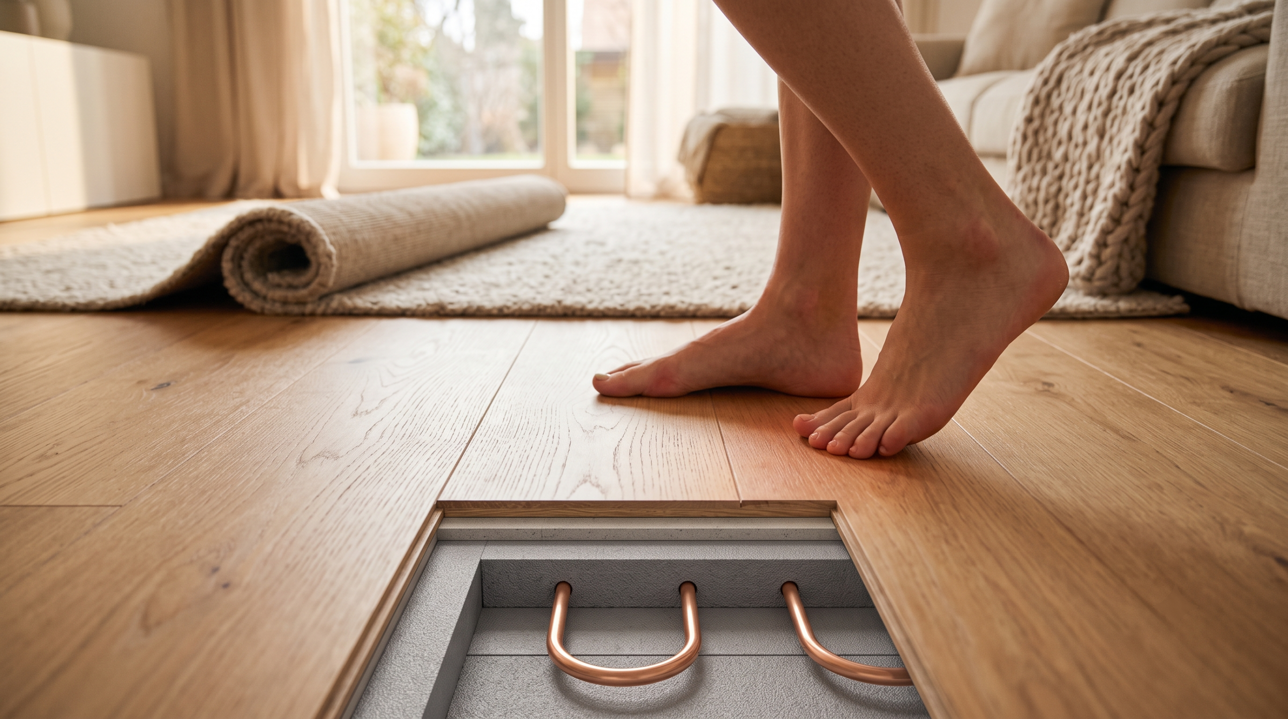 Pompe à chaleur air-eau alimentant un plancher chauffant basse température
