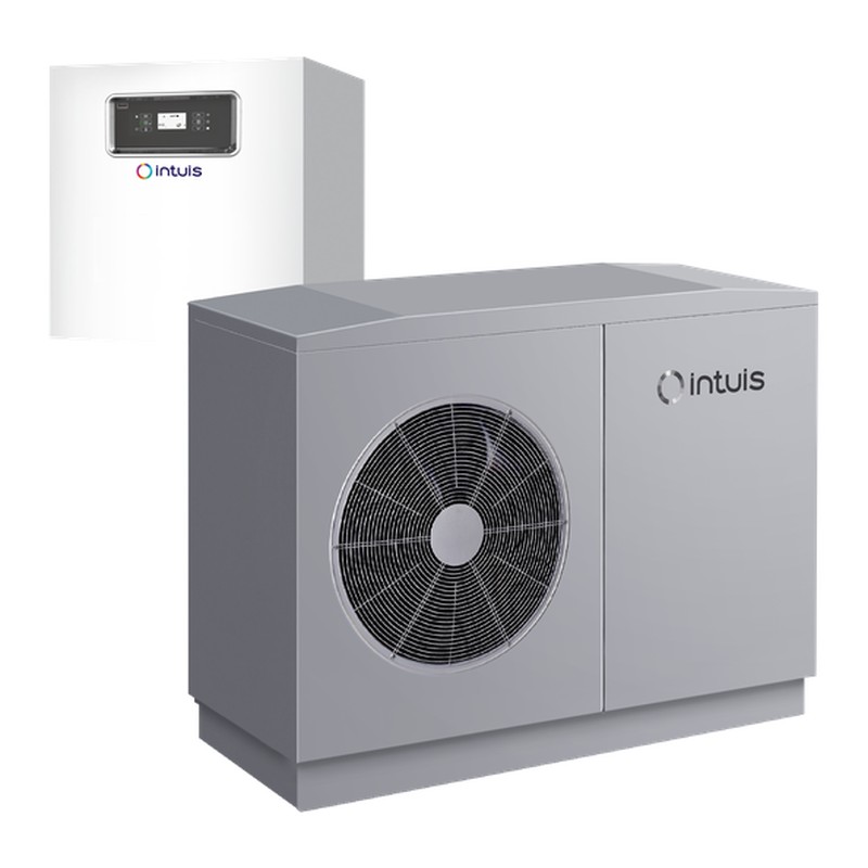 Pompe a chaleur air-eau Intuis HTi70 Orium 3S : pilote mural et unite exterieure monobloc